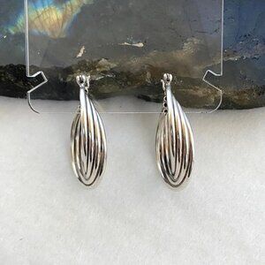 Sterling Silver 925 Quadruple Twisted Hinged Hoop Earrings